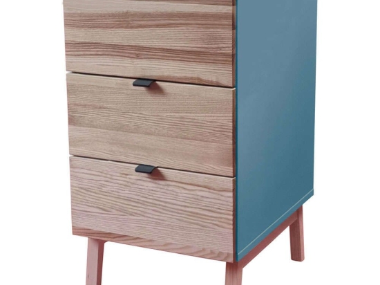 Συρταριέρα Γραφείου Luka 3 LUKAWTDNAT13 41x50x75cm Natural-Light Blue