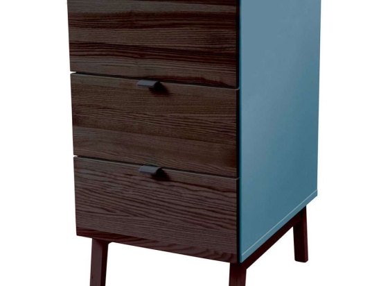 Συρταριέρα Γραφείου Luka 3 LUKAWTDWAL13 41x50x75cm Walnut-Light Blue