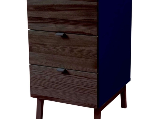 Συρταριέρα Γραφείου Luka 3 LUKAWTDWAL15 41x50x75cm Walnut-Navy Blue