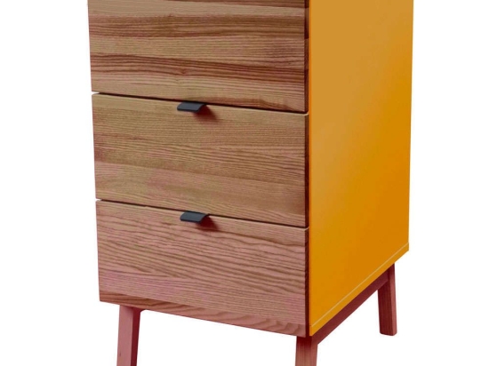 Συρταριέρα Γραφείου Luka 3 LUKAWTDOAK5 41x50x75cm Oak-Yellow