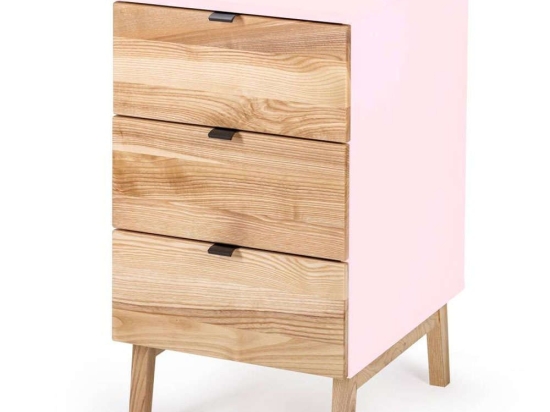 Συρταριέρα Γραφείου Luka 3 LUKADNAT9 41x50x75cm Natural-Pink