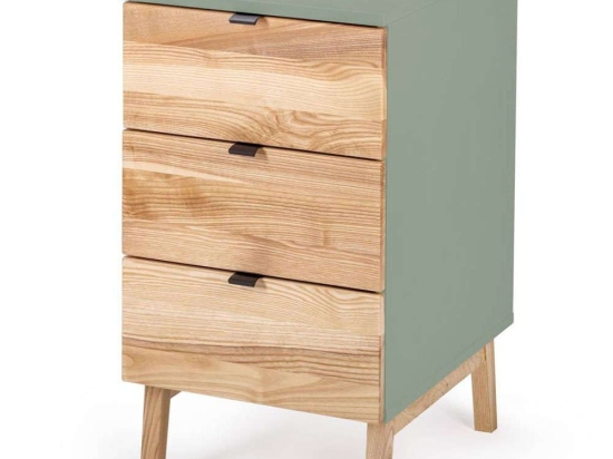 Συρταριέρα Γραφείου Luka 3 LUKADNAT17 41x50x75cm Natural-Sage Green