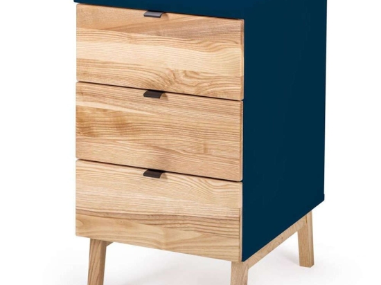 Συρταριέρα Γραφείου Luka 3 LUKADNAT15 41x50x75cm Natural-Navy Blue