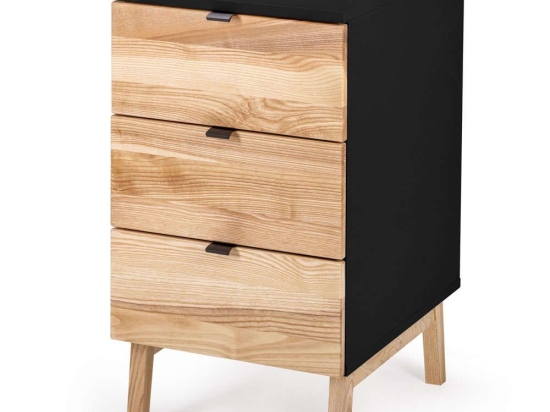 Συρταριέρα Γραφείου Luka 3 LUKADNATBLACK 41x50x75cm Natural-Black