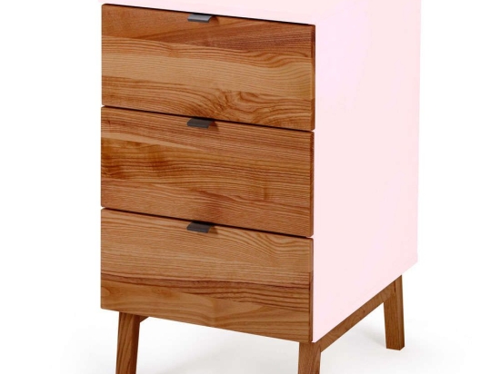 Συρταριέρα Γραφείου Luka 3 LUKADOAK9 41x50x75cm Oak-Pink