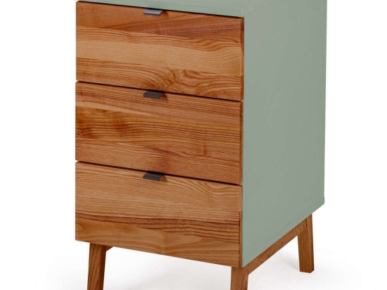Συρταριέρα Γραφείου Luka 3 LUKADOAK17 41x50x75cm Oak-Sage Green