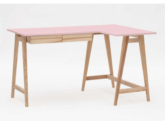 Γραφείο Luka Δεξιά Γωνία LUKAROFASH9 135x50x75cm Natural-Pink