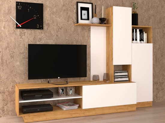 ΣΥΝΘΕΣΗ ΤΗΛΕΟΡΑΣΗΣ MELISA 240X45X180ΕΚ ΧΡΥΣΟΣ ΔΡΥΣ ΜΕ ΛΕΥΚΟ