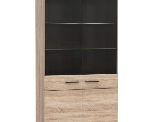 ΒΙΤΡΙΝΑ ΔΙΦΥΛΛΗ SOLO 100X41X197CM SONOMA ΜΕ WENGE ΚΑΙ MDF ΚΑΜΠΥΛΩΤΟ ΤΕΛΕΙΩΜΑ ΣΤΙΣ ΠΟΡΤΕΣ