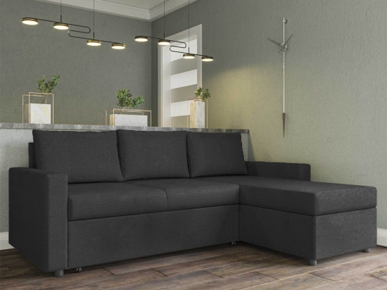 CONCEPT ΓΩΝΙΑΚΟΣ ΚΑΝΑΠΕΣ ΚΡΕΒΑΤΙ ΜΕ ΑΝΑΣΤΡΕΨΙΜΗ ΓΩΝΙΑ & ΑΠΟΘΗΚΕΥΤΙΚΟ ΧΩΡΟ ΓΚΡΙ 218X153X80CM.