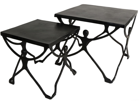 ΤΡΑΠΕΖΑΚΙ ARTELIBRE ΑΝΘΡΩΠΟΙ ΜΑΥΡΟ ΑΛΟΥΜΙΝΙΟ 58X58X49CM ΣΕΤ 2ΤΜΧ