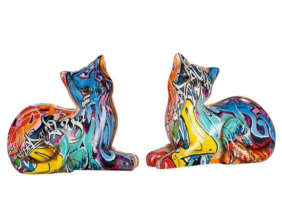 ΔΙΑΚΟΣΜΗΤΙΚΟ ARTELIBRE ΓΑΤΑ ΠΟΛΥΧΡΩΜΟ POLYRESIN 8X16X13CM ΣΕ 2 ΣΧΕΔΙΑ