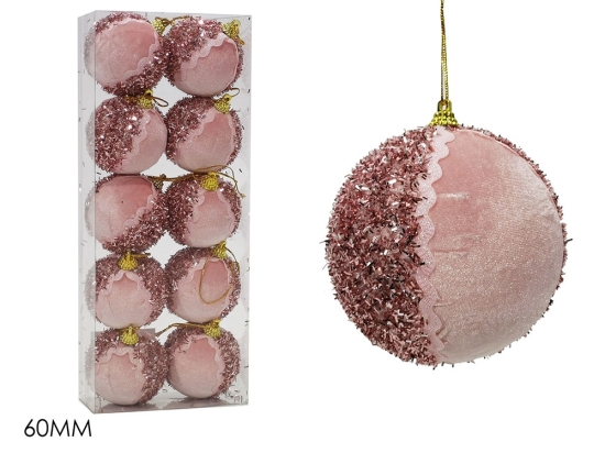 ΜΠΑΛΑ ΜΕ GLITTER ΡΟΖ ΒΕΛΟΥΔΟ Φ6CM ΣΕΤ 10ΤΜΧ