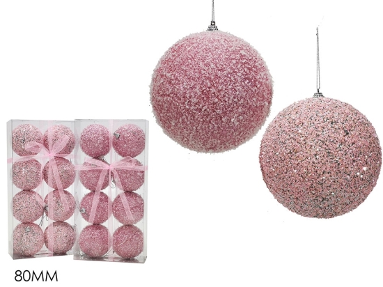 ΜΠΑΛΑ ΜΕ GLITTER ΡΟΖ Φ8CM ΣΕΤ 8ΤΜΧ ΣΕ 2 ΣΧΕΔΙΑ