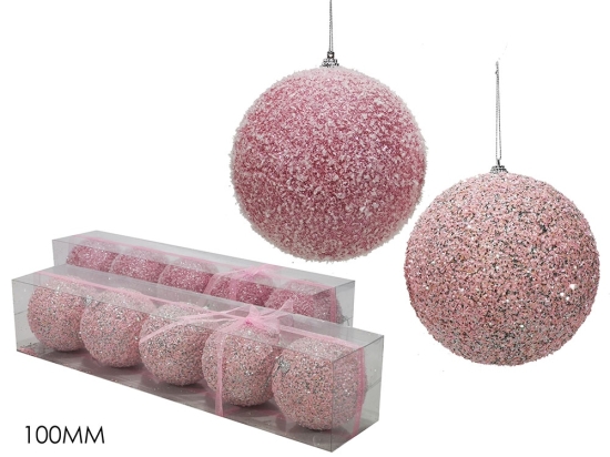 ΜΠΑΛΑ ΜΕ GLITTER ΡΟΖ Φ10CM ΣΕΤ 5ΤΜΧ ΣΕ 2 ΣΧΕΔΙΑ