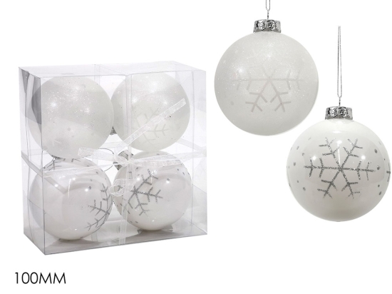 ΜΠΑΛΑ ΜΕ GLITTER ΛΕΥΚΟ Φ10CM 2 ΣΧΕΔΙΑ ΣΕΤ 4ΤΜΧ