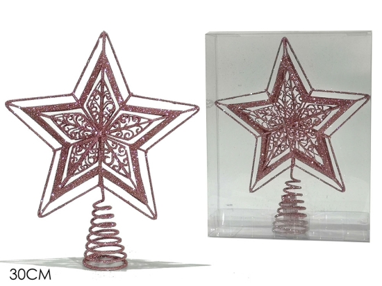 ΚΟΡΥΦΗ ΔΕΝΤΡΟΥ ΑΣΤΕΡΙ ΜΕ GLITTER ΡΟΖ 30CM