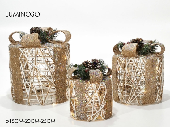 ΚΟΥΤΙ ΦΩΤΙΖΟΜΕΝΟ 70 MICRO LED RATTAN 15/20/25CM ΣΕΤ 3ΤΜΧ