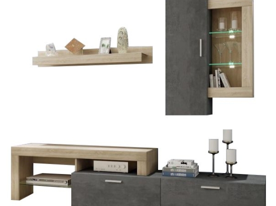 ΣΥΝΘΕΤΟ ARTELIBRE MOTION II ΜΟΡΙΟΣΑΝΙΔΑ RAW ENDGRAIN OAK/ANTHRACITE 224.7X40X190CM