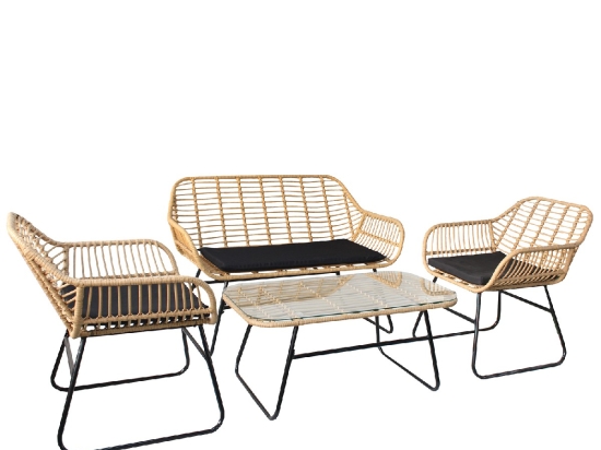 ΣΕΤ ΣΑΛΟΝΙ ΚΗΠΟΥ ARTELIBRE BOGOTA ΦΥΣΙΚΟ/ΜΑΥΡΟ ΜΕΤΑΛΛΟ/RATTAN 2Θ. ΚΑΝΑΠΕΣ+2 ΠΟΛΥΘΡΟΝΕΣ+ΤΡΑΠΕΖΑΚΙ