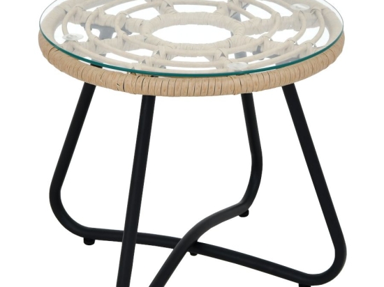 ΤΡΑΠΕΖΙ ΚΗΠΟΥ ARTELIBRE HOWARD ΦΥΣΙΚΟ/ΜΑΥΡΟ ΜΕΤΑΛΛΟ/RATTAN Φ45X40CM