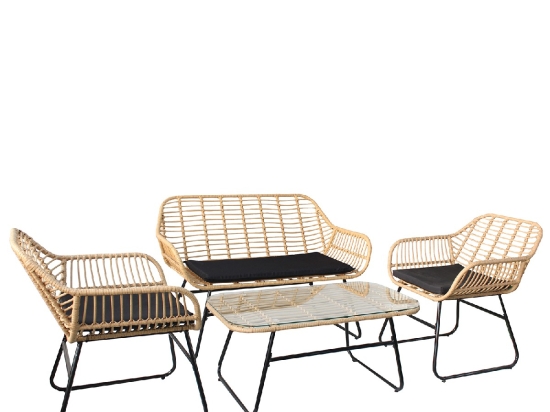 ΣΕΤ ΣΑΛΟΝΙ ΚΗΠΟΥ ARTELIBRE ACILIUS ΦΥΣΙΚΟ/ΜΑΥΡΟ ΜΕΤΑΛΛΟ/RATTAN 2Θ. ΚΑΝΑΠΕΣ+2 ΠΟΛΥΘΡΟΝΕΣ+ΤΡΑΠΕΖΑΚΙ