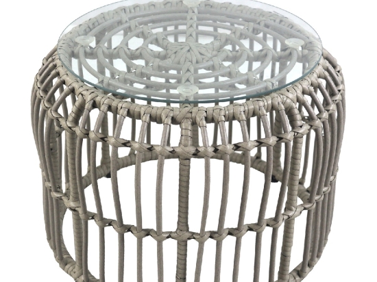 ΤΡΑΠΕΖΑΚΙ ΚΗΠΟΥ ARTELIBRE ALBIUS ΓΚΡΙ RATTAN/ΜΕΤΑΛΛΟ/ΓΥΑΛΙ Φ50X35CM