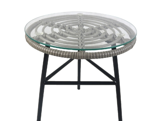 ΤΡΑΠΕΖΙ ΚΗΠΟΥ ARTELIBRE ARELLIUS ΓΚΡΙ/ΜΑΥΡΟ ΜΕΤΑΛΛΟ/RATTAN/ΓΥΑΛΙ 45X45X46CM