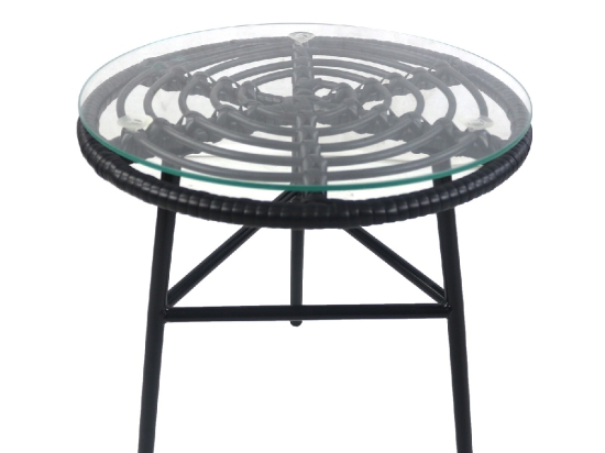 ΤΡΑΠΕΖΙ ΚΗΠΟΥ ARTELIBRE ARELLIUS ΜΑΥΡΟ ΜΕΤΑΛΛΟ/RATTAN/ΓΥΑΛΙ 45X45X46CM