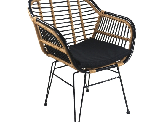 ΚΑΡΕΚΛΑ ΚΗΠΟΥ ARTELIBRE ATINIUS ΦΥΣΙΚΟ/ΜΑΥΡΟ ΜΕΤΑΛΛΟ/RATTAN 58X62X82CM