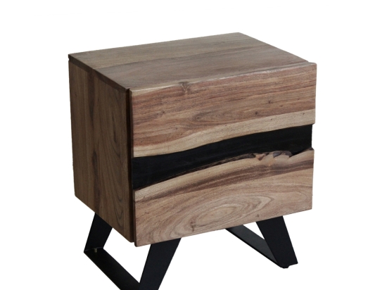 ΚΟΜΟΔΙΝΟ ARTELIBRE OSWALD ΦΥΣΙΚΟ/ΜΑΥΡΟ ΞΥΛΟ/ΜΕΤΑΛΛΟ 45X35X55CM