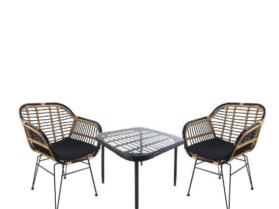 ΣΕΤ ΤΡΑΠΕΖΑΡΙΑ ΚΗΠΟΥ ARTELIBRE ANTIUS ΜΑΥΡΟ ΜΕΤΑΛΛΟ/RATTAN/ΓΥΑΛΙ ΜΕ 2 ΚΑΡΕΚΛΕΣ 14990369