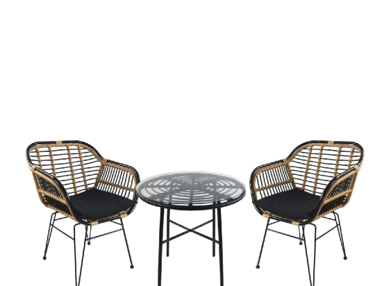 ΣΕΤ ΤΡΑΠΕΖΑΡΙΑ ΚΗΠΟΥ ARTELIBRE APPIUS ΜΑΥΡΟ ΜΕΤΑΛΛΟ/RATTAN/ΓΥΑΛΙ ΜΕ 2 ΚΑΡΕΚΛΕΣ 14990370