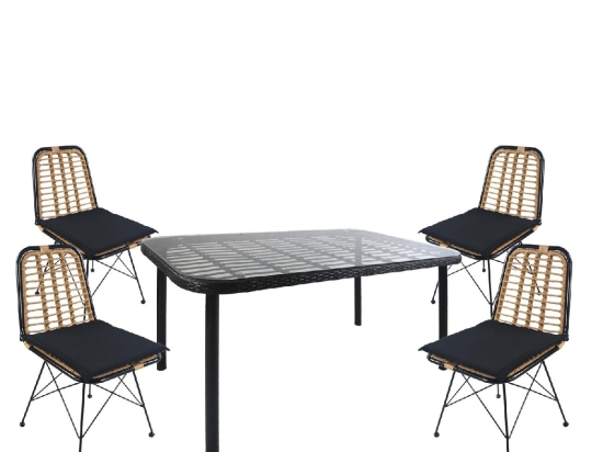 ΣΕΤ ΤΡΑΠΕΖΑΡΙΑ ΚΗΠΟΥ ARTELIBRE AMPLAS ΜΑΥΡΟ ΜΕΤΑΛΛΟ/RATTAN/ΓΥΑΛΙ ΜΕ 4 ΚΑΡΕΚΛΕΣ 14990371