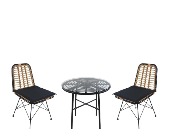 ΣΕΤ ΤΡΑΠΕΖΑΡΙΑ ΚΗΠΟΥ ARTELIBRE APPIUS ΜΑΥΡΟ ΜΕΤΑΛΛΟ/RATTAN/ΓΥΑΛΙ ΜΕ 2 ΚΑΡΕΚΛΕΣ 14990376