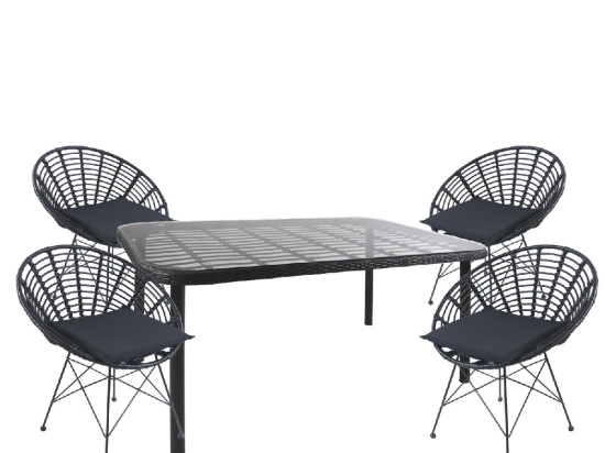 ΣΕΤ ΤΡΑΠΕΖΑΡΙΑ ΚΗΠΟΥ ARTELIBRE AMPIUS ΜΑΥΡΟ ΜΕΤΑΛΛΟ/RATTAN/ΓΥΑΛΙ ΜΕ 4 ΚΑΡΕΚΛΕΣ 14990385