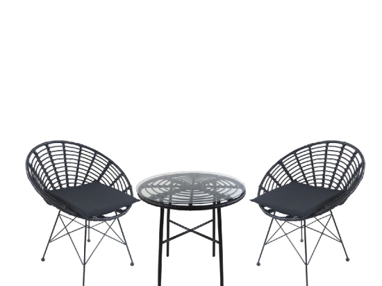 ΣΕΤ ΤΡΑΠΕΖΑΡΙΑ ΚΗΠΟΥ ARTELIBRE APPIUS ΜΑΥΡΟ ΜΕΤΑΛΛΟ/RATTAN/ΓΥΑΛΙ ΜΕ 2 ΚΑΡΕΚΛΕΣ 14990388