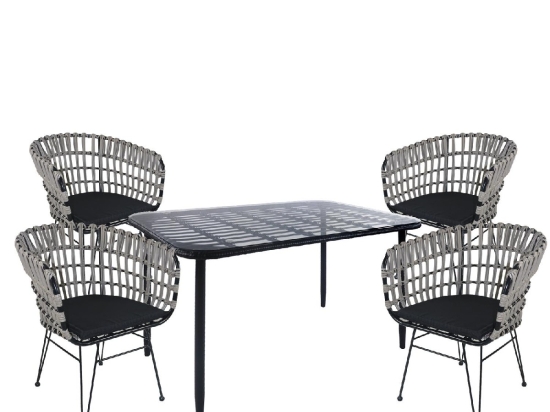 ΣΕΤ ΤΡΑΠΕΖΑΡΙΑ ΚΗΠΟΥ ARTELIBRE ANNIUS ΜΑΥΡΟ ΜΕΤΑΛΛΟ/RATTAN/ΓΥΑΛΙ ΜΕ 4 ΚΑΡΕΚΛΕΣ 14990390