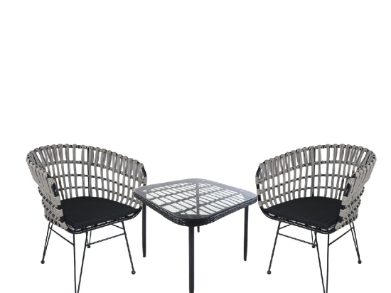ΣΕΤ ΤΡΑΠΕΖΑΡΙΑ ΚΗΠΟΥ ARTELIBRE ANTIUS ΜΑΥΡΟ ΜΕΤΑΛΛΟ/RATTAN/ΓΥΑΛΙ ΜΕ 2 ΚΑΡΕΚΛΕΣ 14990393