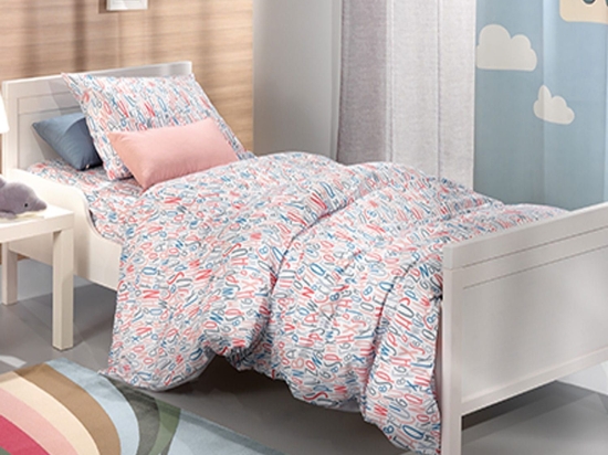 Σεντόνια Παιδικά Σετ 3 Τμχ Letters Blue Saint Clair Μονό 160x250cm Χωρίς Λάστιχο 100% Βαμβάκι