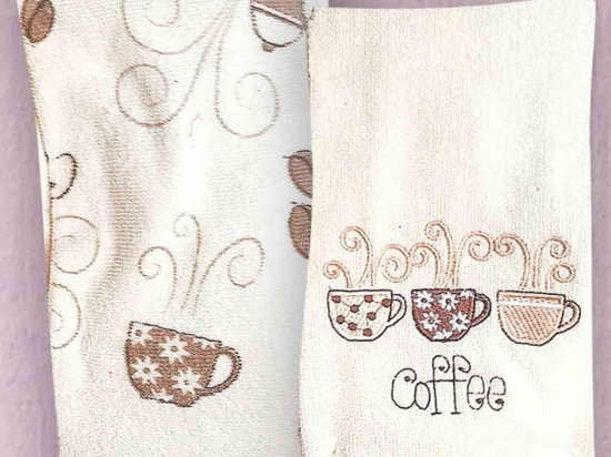 Ποτηρόπανα Σετ 2τμχ. Coffee Ρυθμός 50x70cm 100% Βαμβάκι