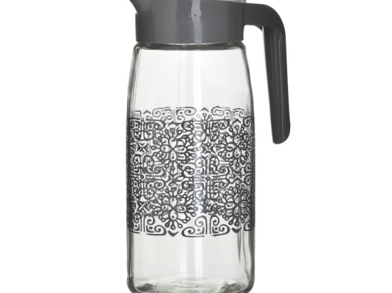 Inart Κανάτα Γυάλινη PL Γκρι 1,45L 15Χ10Χ26