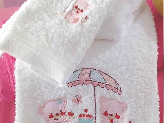 Πετσέτες Παιδικές Σετ Cake White - Pink Ρυθμός 2τμχ Σετ Πετσέτες 100% Βαμβάκι
