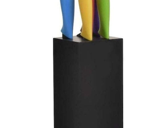 Inart S/5 Μαχαιρια Ανοξειδωτα Σε Βαση Multicolor 8X8X34