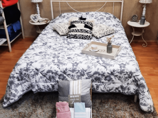 Amo la Casa Πάπλωμα King Size 250x250 - Allegro Φλοράλ Λευκό/Γκρι