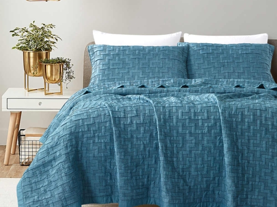 Borea Κουβέρτα Ζακάρ Σετ Africa Πετρόλ Υπέρδιπλη 230 x 245 cm + (2) 50 x 70 cm Πετρόλ