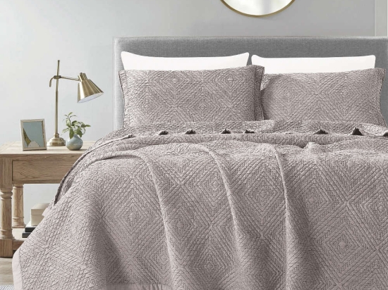 Borea Κουβέρτα Ζακάρ Σετ Carrara Μπεζ Υπέρδιπλη 230 x 245 cm + (2) 50 x 70 cm Μπεζ