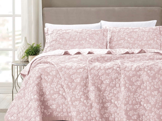 Borea Κουβέρτα Ζακάρ Σετ Cherry Ροζέ Υπέρδιπλη 230 x 245 cm + (2) 50 x 70 cm Ροζέ