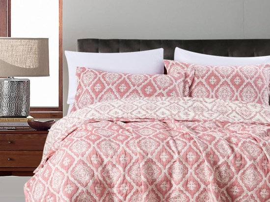 Borea Κουβέρτα Ζακάρ Σετ Valeria Ροζέ Υπέρδιπλη 230 x 245 cm + (2) 50 x 70 cm Ροζέ