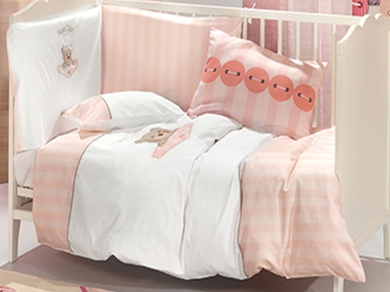 Βρεφικά  Σεντόνια Σετ 3τμχ Teddy Rose Saint Clair Κούνιας 110x170cm Χωρίς Λάστιχο 100% Βαμβάκι